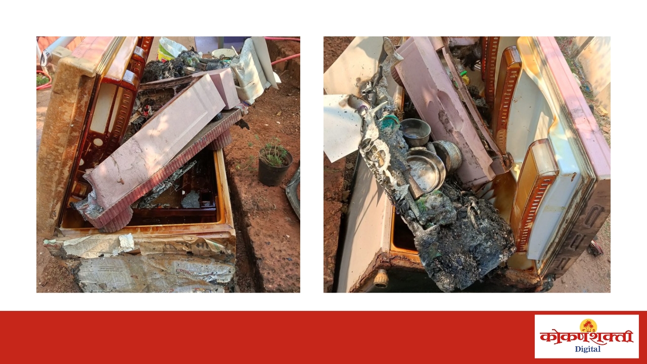 पहाटे फ्रिजचा भीषण स्फोट; कुंभारमाठमधील बिलये कुटुंब थरारातून बचावले