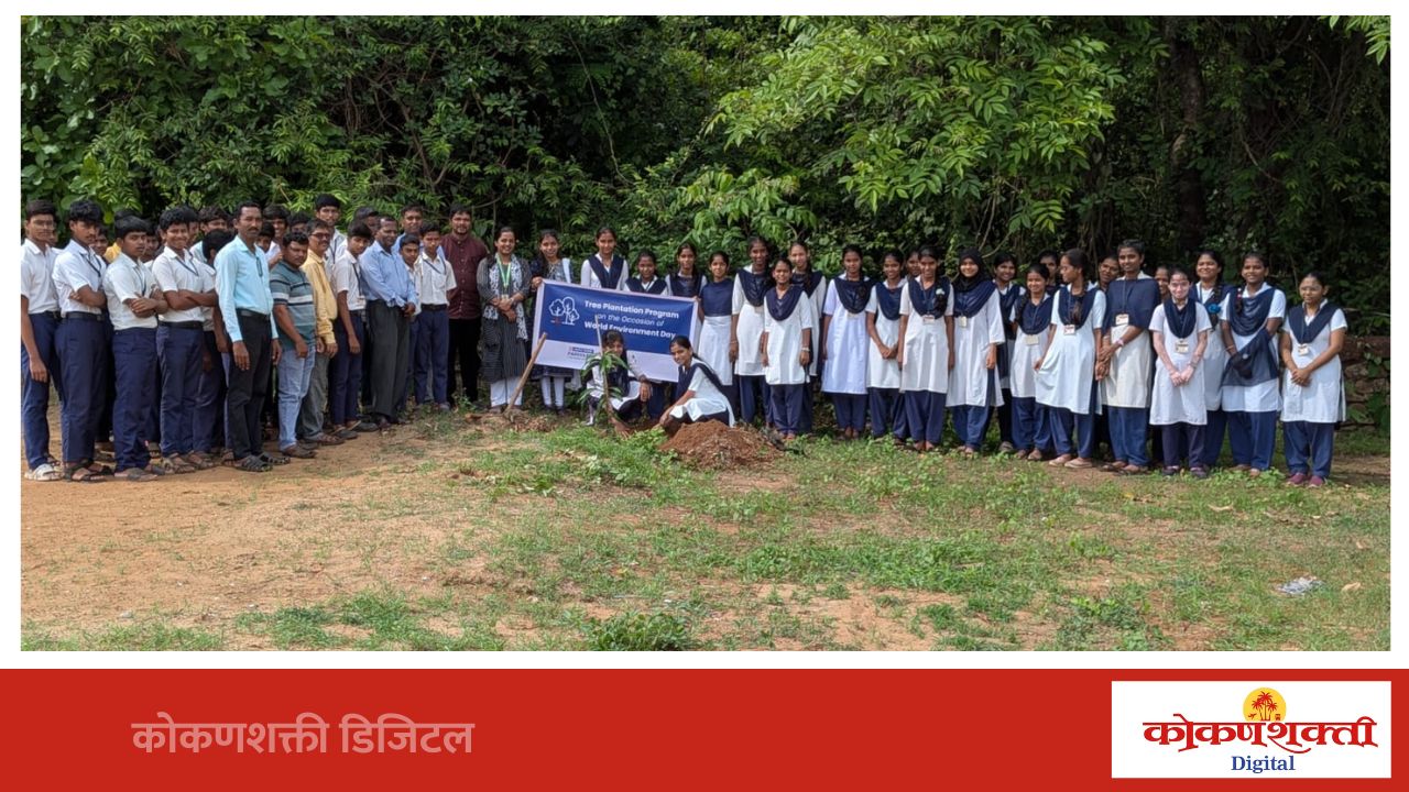 न्यू इंग्लिश स्कूल आचरा येथे वृक्षारोपण